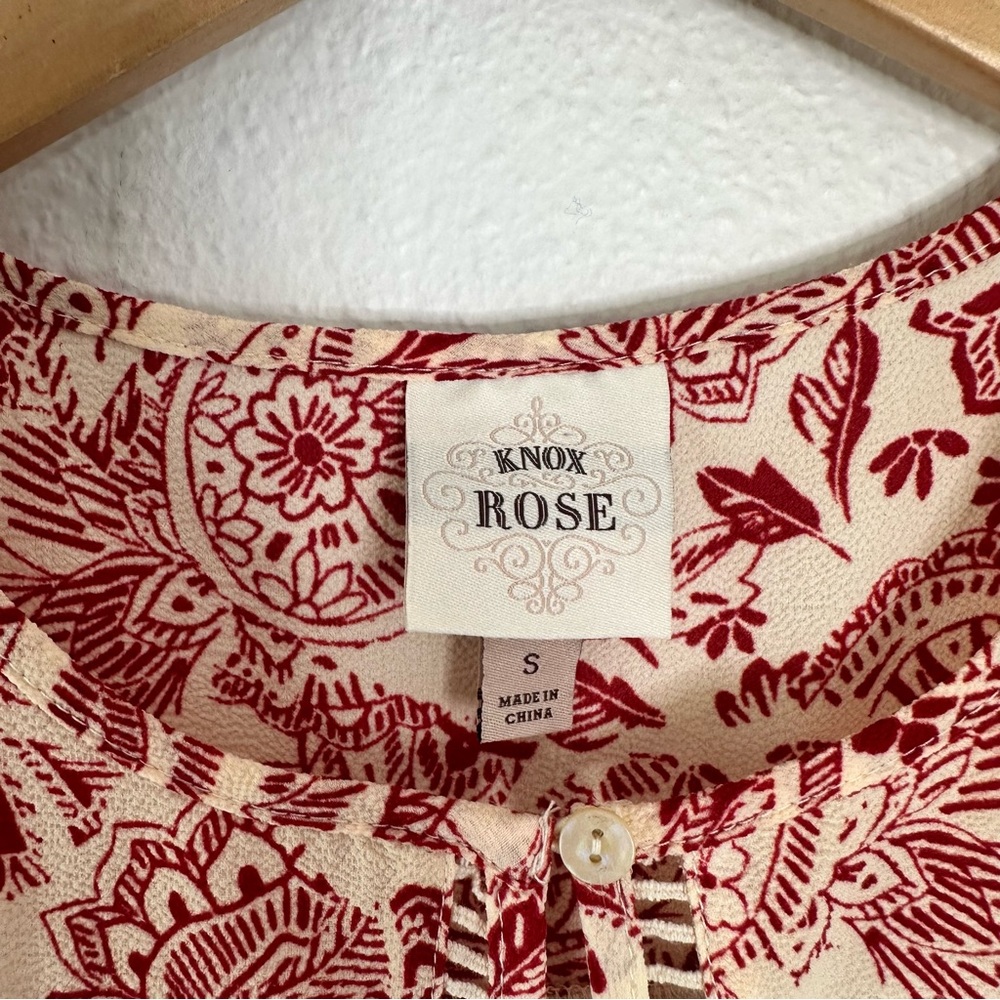 Knox Rose women’s S peasant boho sleeveless Red & Off white blouse - Picture 6 of 8